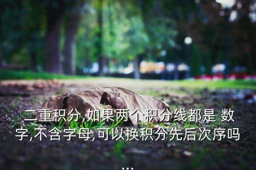  二重積分,如果兩個積分線都是 數(shù)字,不含字母,可以換積分先后次序嗎...
