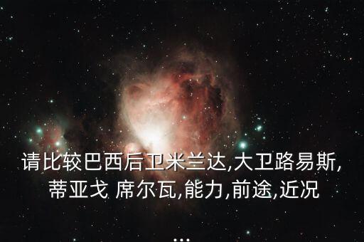 請比較巴西后衛(wèi)米蘭達(dá),大衛(wèi)路易斯, 蒂亞戈 席爾瓦,能力,前途,近況...