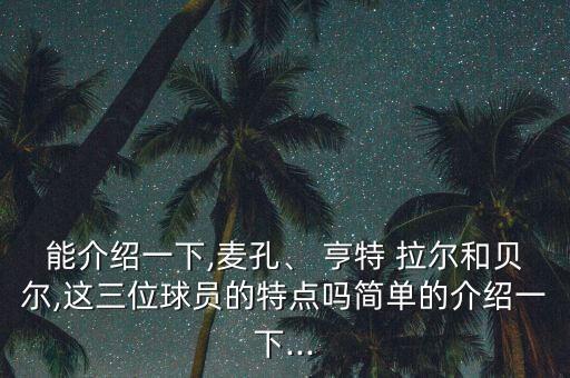 能介紹一下,麥孔、 亨特 拉爾和貝爾,這三位球員的特點嗎簡單的介紹一下...
