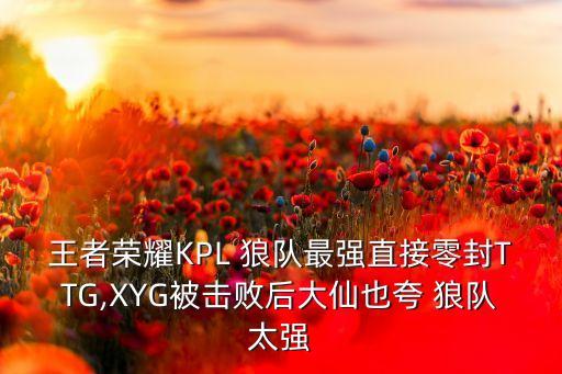 王者榮耀KPL 狼隊最強(qiáng)直接零封TTG,XYG被擊敗后大仙也夸 狼隊太強(qiáng)