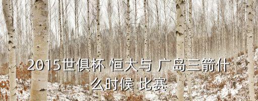 2015世俱杯 恒大與 廣島三箭什么時候 比賽
