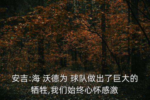 安吉:海 沃德為 球隊做出了巨大的犧牲,我們始終心懷感激