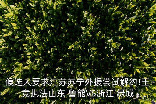 候選人要求江蘇蘇寧外援嘗試解約!王競(jìng)執(zhí)法山東 魯能VS浙江 綠城