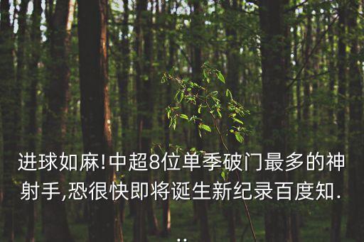進(jìn)球如麻!中超8位單季破門(mén)最多的神射手,恐很快即將誕生新紀(jì)錄百度知...