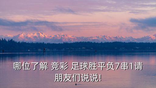 哪位了解 競(jìng)彩 足球勝平負(fù)7串1請(qǐng)朋友們說說!