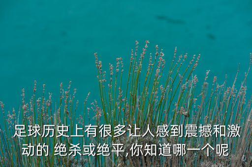  足球歷史上有很多讓人感到震撼和激動的 絕殺或絕平,你知道哪一個呢