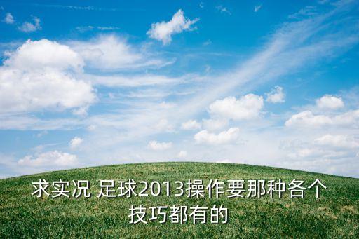 求實(shí)況 足球2013操作要那種各個技巧都有的