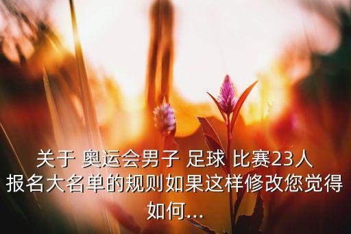 關(guān)于 奧運(yùn)會(huì)男子 足球 比賽23人報(bào)名大名單的規(guī)則如果這樣修改您覺得如何...
