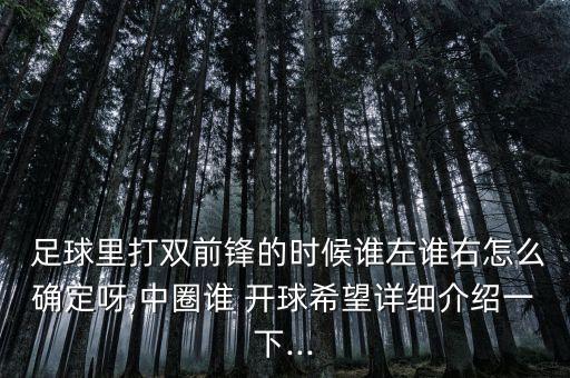 足球里打雙前鋒的時(shí)候誰(shuí)左誰(shuí)右怎么確定呀,中圈誰(shuí) 開(kāi)球希望詳細(xì)介紹一下...