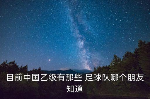 目前中國乙級有那些 足球隊(duì)哪個(gè)朋友知道