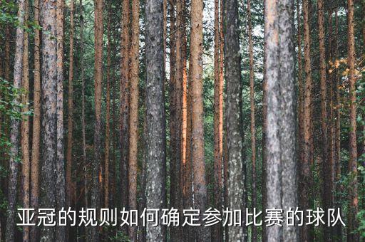 亞冠的規(guī)則如何確定參加比賽的球隊(duì)