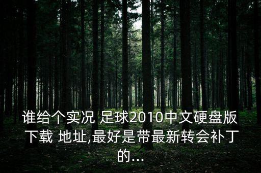 誰給個(gè)實(shí)況 足球2010中文硬盤版 下載 地址,最好是帶最新轉(zhuǎn)會補(bǔ)丁的...