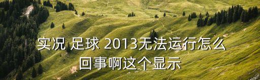  實況 足球 2013無法運行怎么回事啊這個顯示