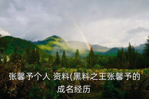 張馨予個人 資料(黑料之王張馨予的成名經(jīng)歷