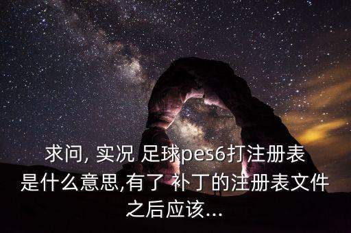 求問, 實況 足球pes6打注冊表是什么意思,有了 補丁的注冊表文件之后應(yīng)該...