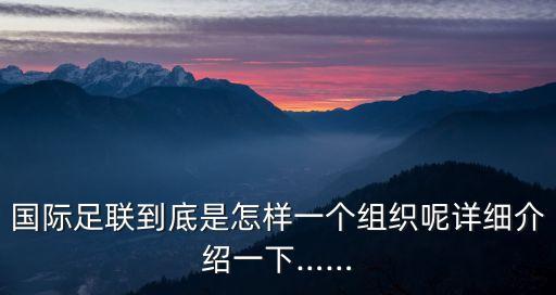 國際足聯(lián)到底是怎樣一個(gè)組織呢詳細(xì)介紹一下……