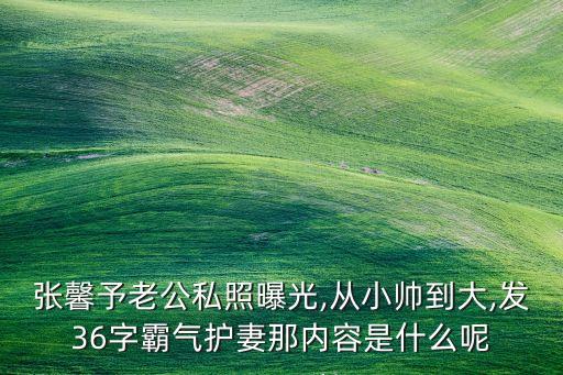張馨予老公私照曝光,從小帥到大,發(fā)36字霸氣護(hù)妻那內(nèi)容是什么呢
