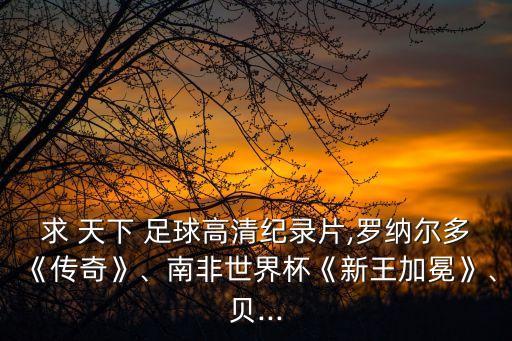 求 天下 足球高清紀(jì)錄片,羅納爾多《傳奇》、南非世界杯《新王加冕》、貝...