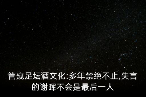 管窺足壇酒文化:多年禁絕不止,失言的謝暉不會是最后一人
