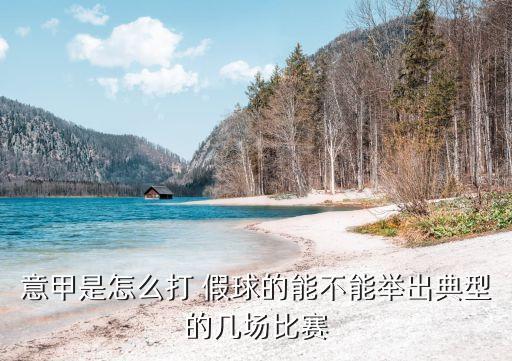 意甲是怎么打 假球的能不能舉出典型的幾場比賽