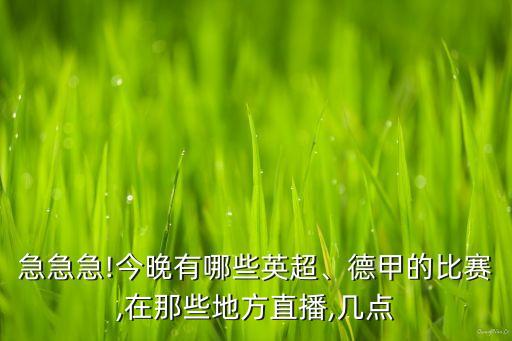急急急!今晚有哪些英超、德甲的比賽,在那些地方直播,幾點(diǎn)