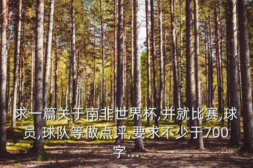 求一篇關(guān)于南非世界杯,并就比賽,球員,球隊(duì)等做點(diǎn)評(píng),要求不少于700字...