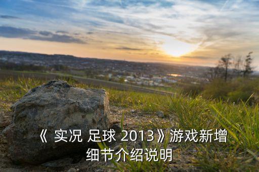 《 實況 足球 2013》游戲新增細節(jié)介紹說明