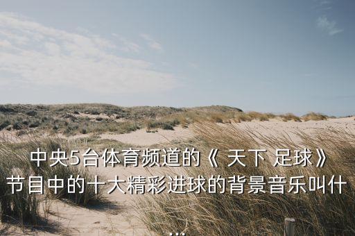 中央5臺體育頻道的《 天下 足球》節(jié)目中的十大精彩進球的背景音樂叫什...