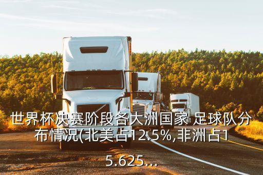 世界杯決賽階段各大洲國(guó)家 足球隊(duì)分布情況(北美占12.5%,非洲占15.625...
