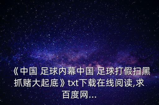 《中國 足球內(nèi)幕中國 足球打假掃黑抓賭大起底》txt下載在線閱讀,求百度網(wǎng)...