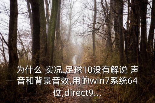 為什么 實(shí)況 足球10沒(méi)有解說(shuō) 聲音和背景音效,用的win7系統(tǒng)64位,direct9...