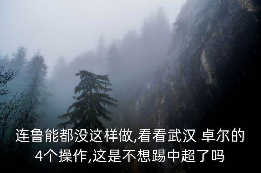 連魯能都沒這樣做,看看武漢 卓爾的4個操作,這是不想踢中超了嗎