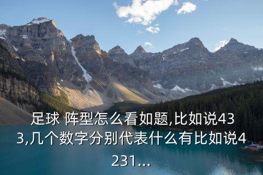  足球 陣型怎么看如題,比如說(shuō)433,幾個(gè)數(shù)字分別代表什么有比如說(shuō)4231...
