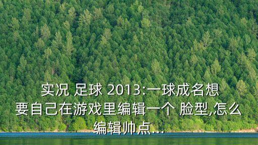  實況 足球 2013:一球成名想要自己在游戲里編輯一個 臉型,怎么編輯帥點...