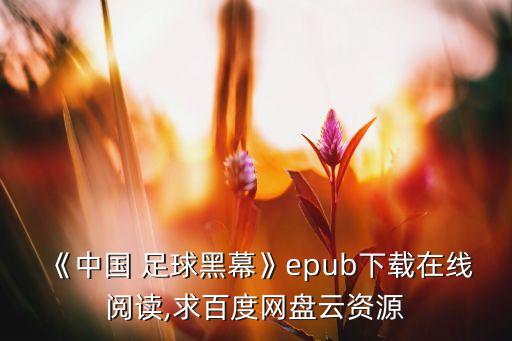 《中國(guó) 足球黑幕》epub下載在線(xiàn)閱讀,求百度網(wǎng)盤(pán)云資源