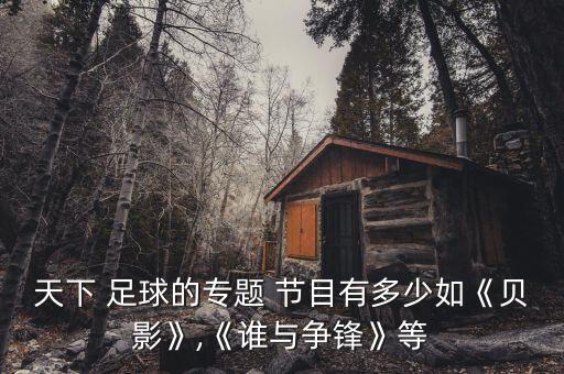 天下 足球的專題 節(jié)目有多少如《貝影》,《誰(shuí)與爭(zhēng)鋒》等
