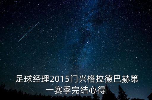  足球經(jīng)理2015門興格拉德巴赫第一賽季完結(jié)心得