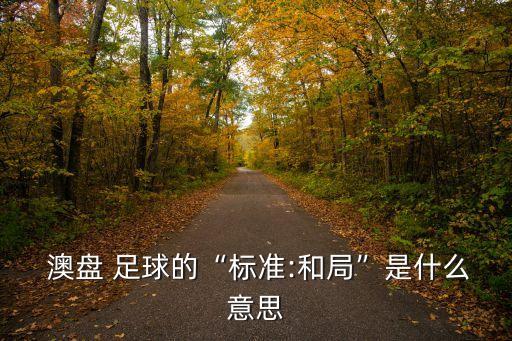 澳盤 足球的“標(biāo)準(zhǔn):和局”是什么意思
