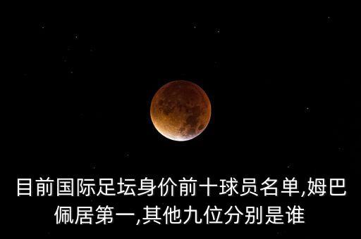 目前國際足壇身價前十球員名單,姆巴佩居第一,其他九位分別是誰