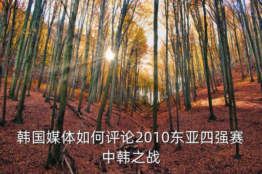 韓國(guó)媒體如何評(píng)論2010東亞四強(qiáng)賽中韓之戰(zhàn)