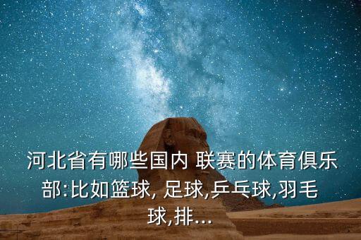 河北省有哪些國內 聯(lián)賽的體育俱樂部:比如籃球, 足球,乒乓球,羽毛球,排...
